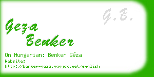 geza benker business card